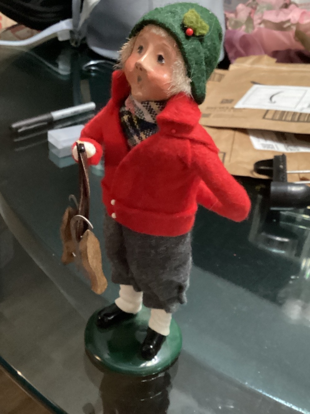 Byers Choice Retired 1989 Handsome Boy with Skates 10” tall